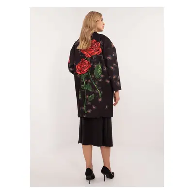 Black women's coat with print