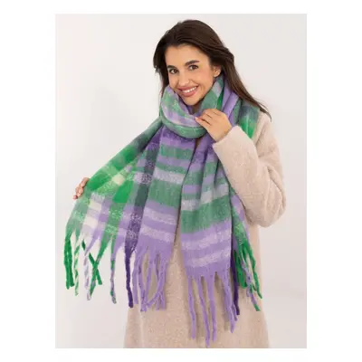 Purple and green women's winter scarf