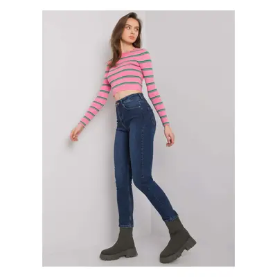 Navy blue straight jeans for women