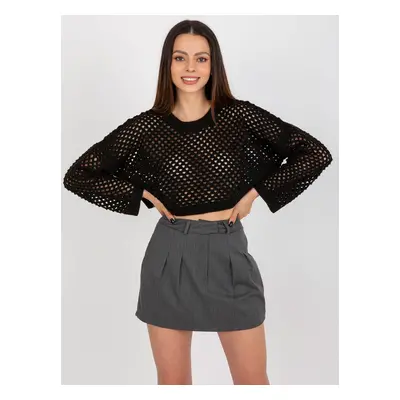 Dark grey flared miniskirt with pockets