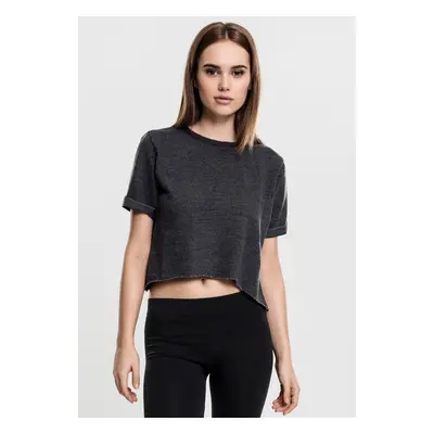 Women's Cropped Burnout Short Sleeve Crew Dark Grey