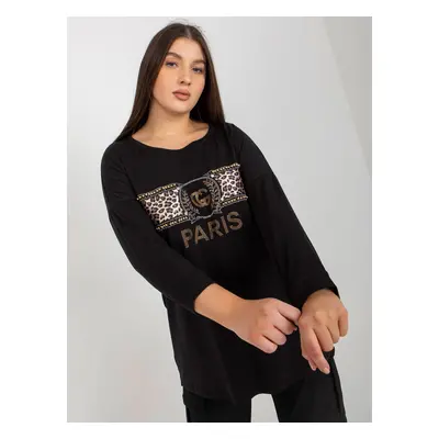 Women's black blouse with a round neckline size plus