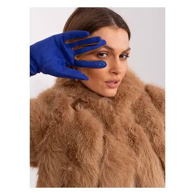 Cobalt blue touch gloves with decorative strap