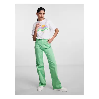 Light Green Women's Wide Jeans Pieces Holly - Women