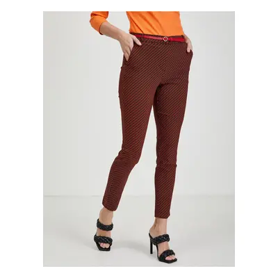 Orsay Black-Red Ladies Patterned Trousers - Women