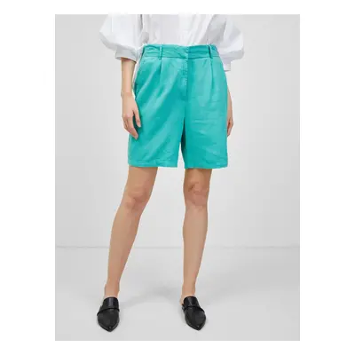 Turquoise linen shorts ONLY Caro - Women