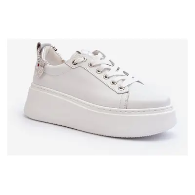 Women's leather sneakers with CheBello White bracelet