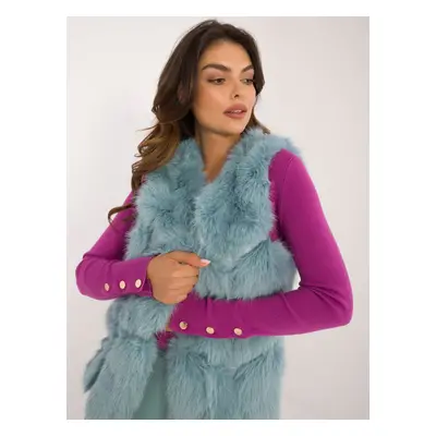 Mint fur vest with hook-and-loop fastening