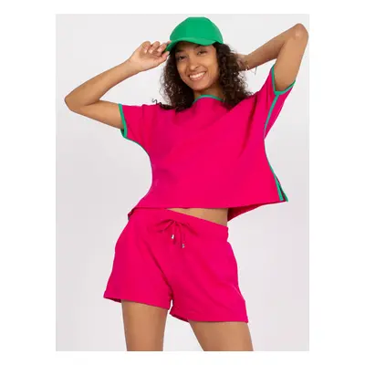 Pink and green cotton base set with shorts RUE PARIS