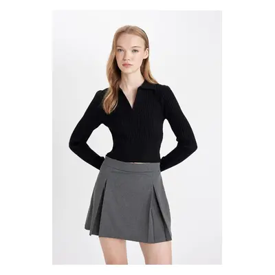 DEFACTO Cool Slim Fit Slim Cut Polo Neck Crop Knitwear Sweater