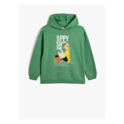 Koton Hooded Sweatshirt Anime Printed Long Sleeve Ribbon