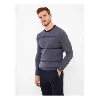 LC Waikiki Crew Neck Long Sleeve Striped Men's Knitwear Sweater