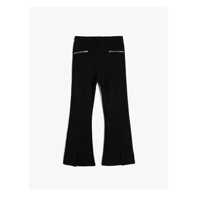 Koton Spanish Leg Trousers Viscose Blend Zipper Detail