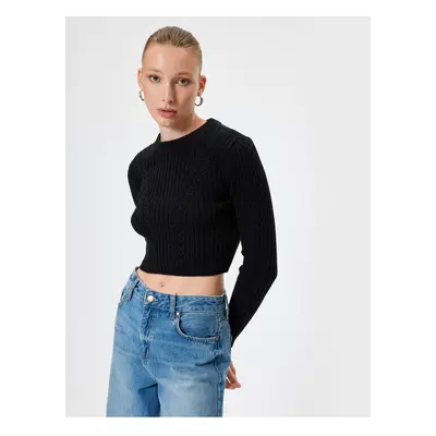 Koton Knitwear Crop Sweater Long Sleeve Hair Knit Textured