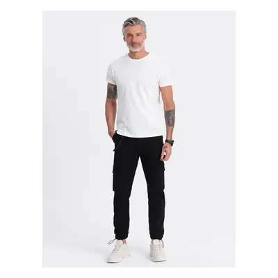 Ombre Men's pants with cargo pockets and leg hem - black