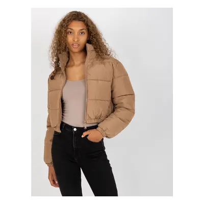 Short winter jacket Iseline camel with hood