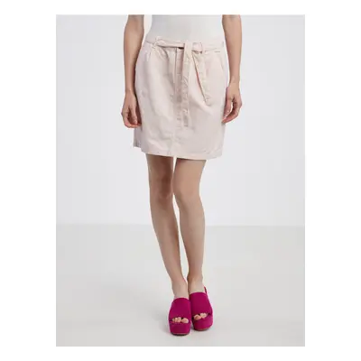 Light pink denim skirt with linen CAMAIEU - Ladies