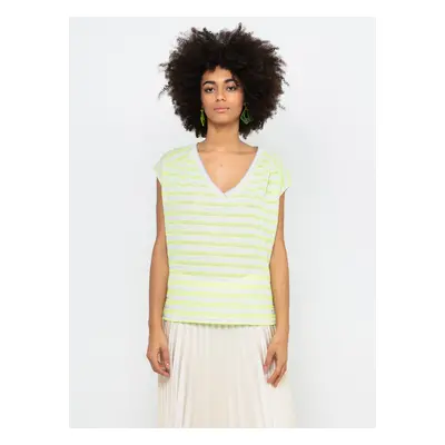 Neon yellow striped loose T-shirt CAMAIEU - Women