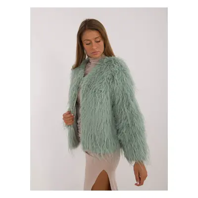 Pistachio women's fur jacket with lining