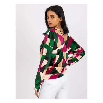 Green-fuchsia blouse made of Lilian velour