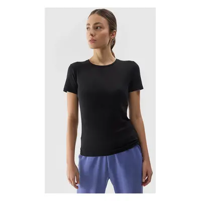 Women's Slim 4F Plain T-Shirt - Black