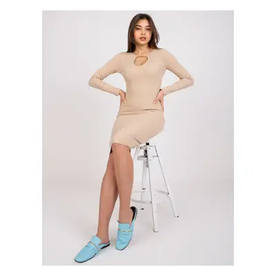 Beige ribbed dress by Risa