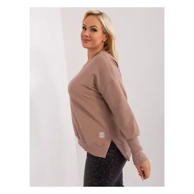 Dark beige plus size blouse with slits