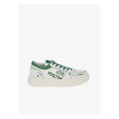 Green and White Women's Leather Sneakers Love Moschino - Women