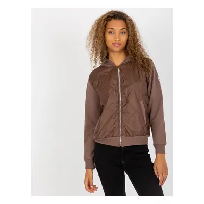 Brown quilted bomber sweatshirt RUE PARIS with pockets