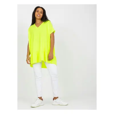 Fluo yellow tunic with V-neck for everyday wear