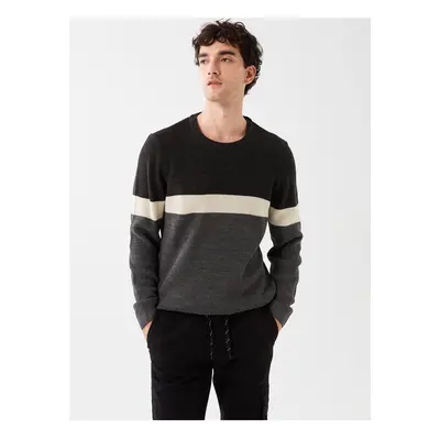 LC Waikiki Crew Neck Long Sleeve Color Block Men's Knitwear Sweater