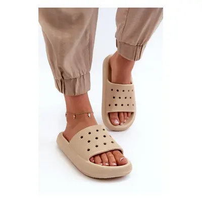 Women's foam slippers with thick soles, beige Beula