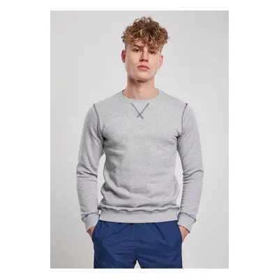 Organic Contrast Flatlock Stitched Crew Grey/Dark Blue