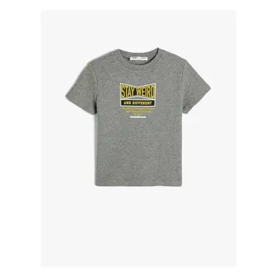 Koton T-Shirt Slogan Printed Short Sleeve Crew Neck