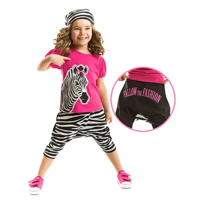 Denokids Zebra Fashion Girls póló Capri rövidnadrág szett