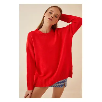 Happiness İstanbul Women's Vivid Red Oversize Knitwear Sweater