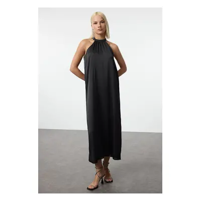 Trendyol Black A-Line Satin Woven Dress