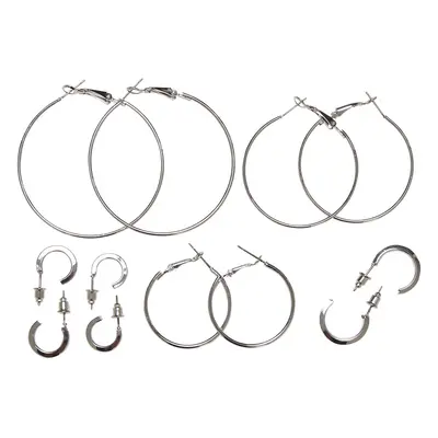 Basic hoop earrings 6-pack - silver color