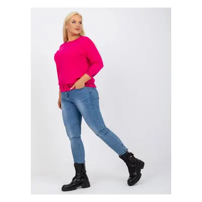 Fuchsia and black solid color sweatshirt plus size with Charliza inscriptions