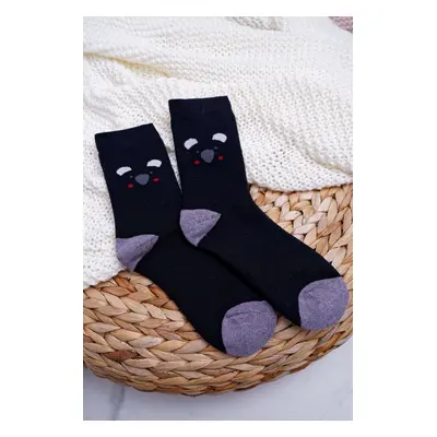 Women's Socks Warm Black with Panda