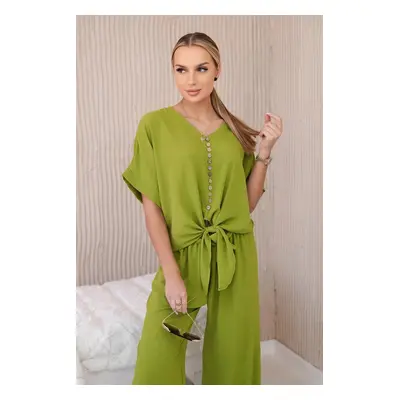 Women's blouse + trousers set - olive