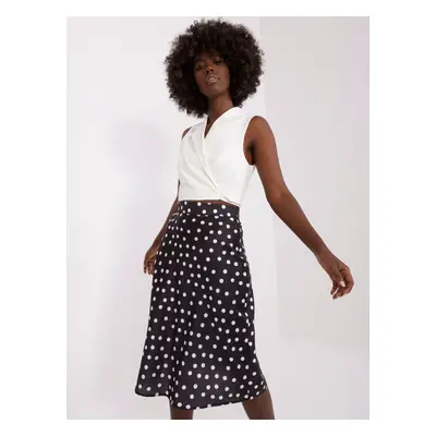 Black and white polka dot midi skirt A-line