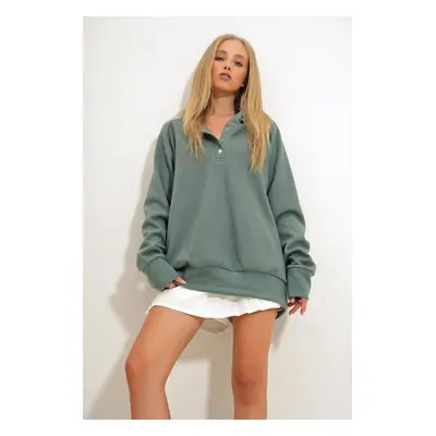 Trend Alaçatı Stili Khaki Women's Sweatshirt