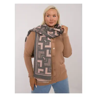 Grey and pink women's scarf with geometric print