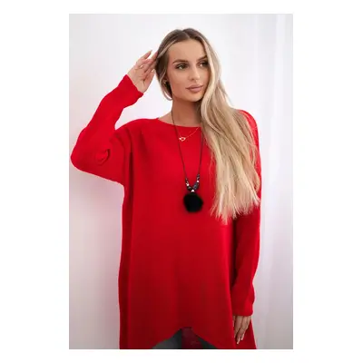 Sweater with necklace red