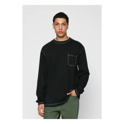 Thick oversized contrast stitch with long sleeves black/white