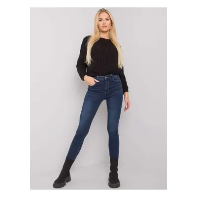 Navy blue high-waisted jeans