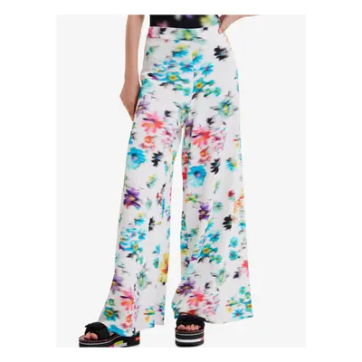 White Women Floral Trousers Desigual Daniela - Women