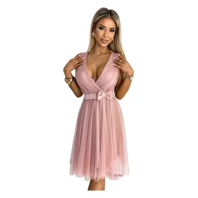 Women's tulle dress with neckline and bow Numoco