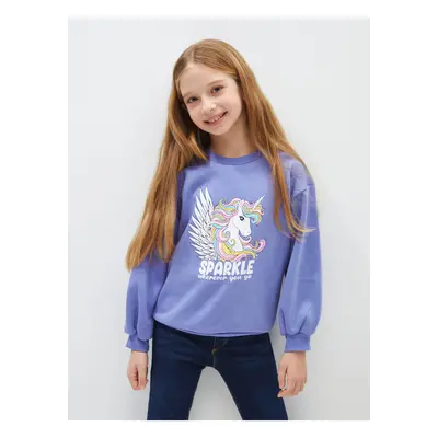 LC Waikiki Crew Neck Printed Long Sleeve Girl's Sweatshirt